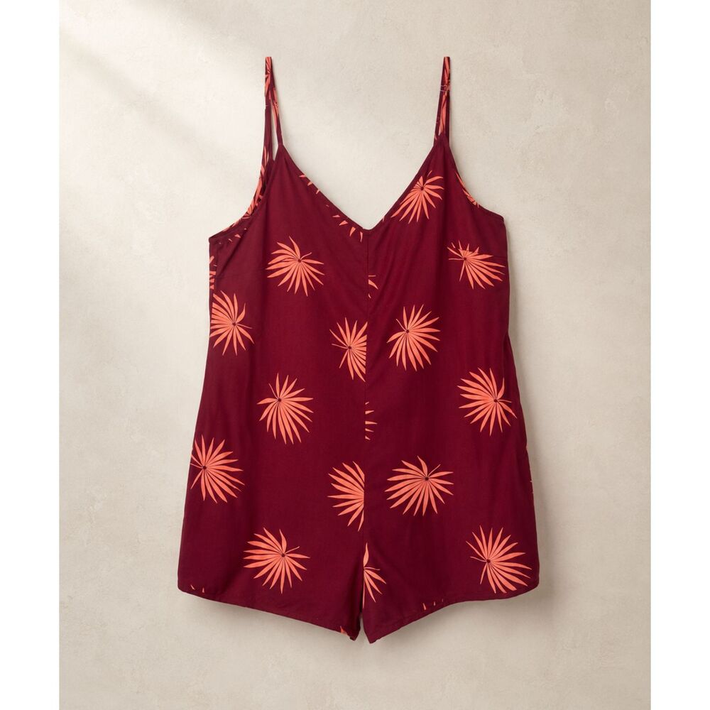 Obey Floral Print Rayon Romper Womens Burgundy Coral Strappy Back Sleeveless M